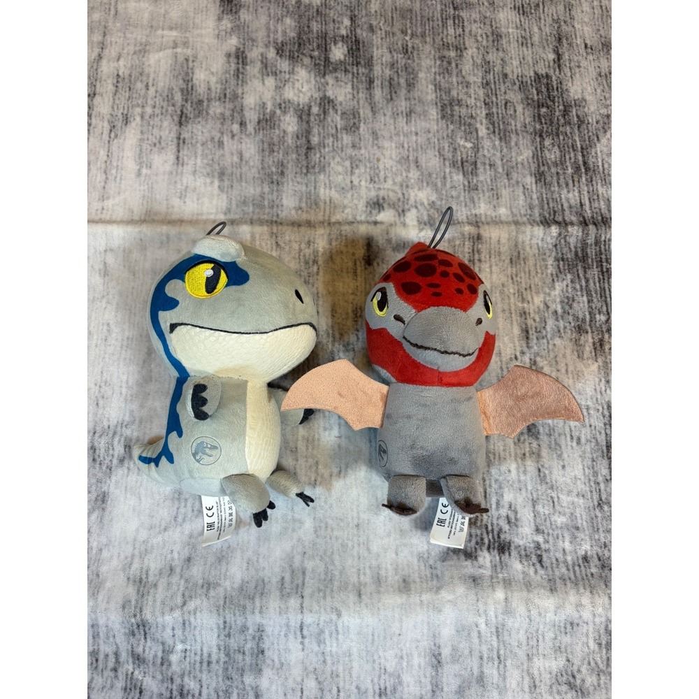 Jurassic World Plush Blue Raptor and Pteranodon Dinosaur Toy Set 7 Inch